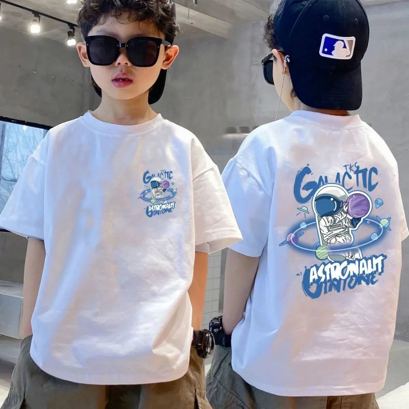 Children's Short-sleeved T-shirt Summer Children's Clothing Handsome Boy's Half-sleeved Crewneck T-shirt Big Children's Fashionable Top