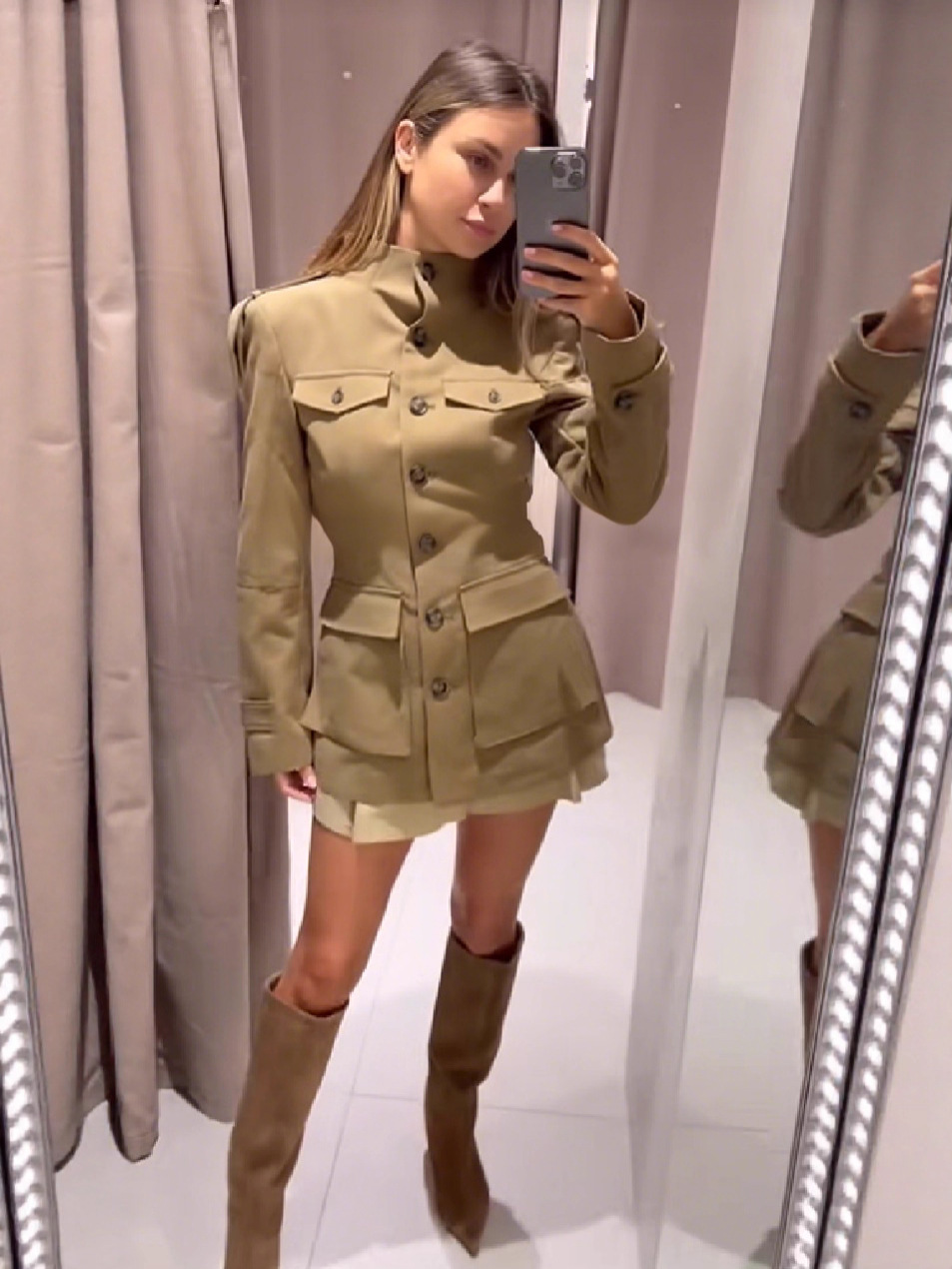 Cross-Border American Style 2025 Autumn and Winter New Fashion Waist-Cinching Slim-Fit Button Long-Sleeve Women's Jacket