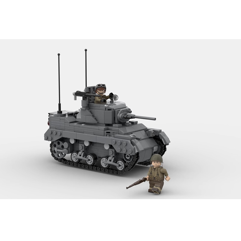 MOC-161865 compatible with Lego World War II M5 tank model military series diy assembling building blocks toys for children
