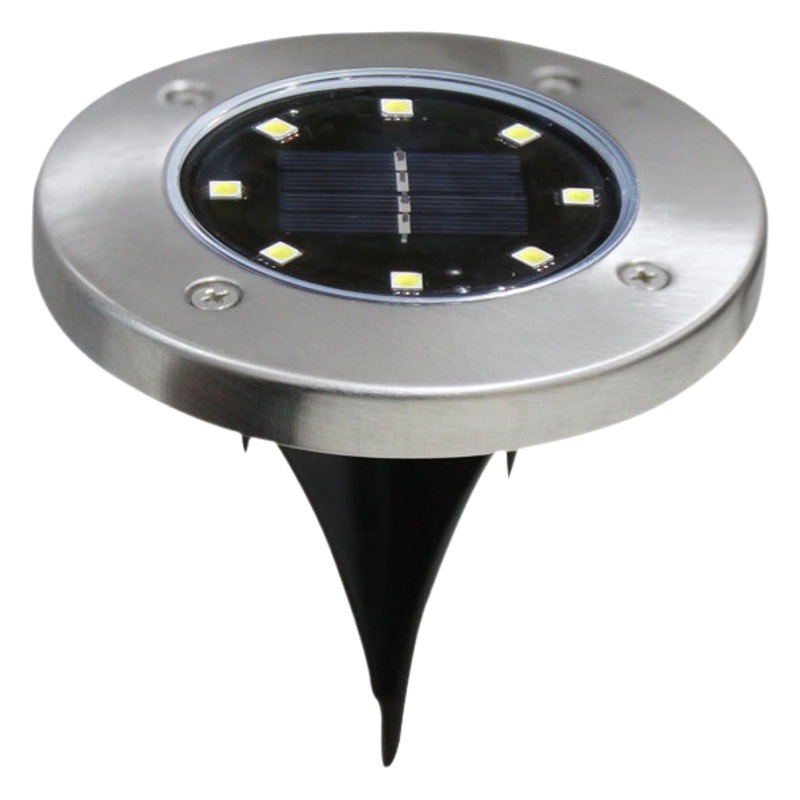 Solar Stainless Steel 8Led Underground Light Outdoor Waterproof Courtyard Garden House Lawn Light Ground Plug Light Walkway Light