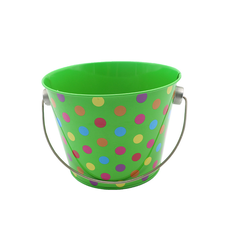 Beer can tinplate bucket portable popcorn iron can bucket with metal lid storage round open iron bucket