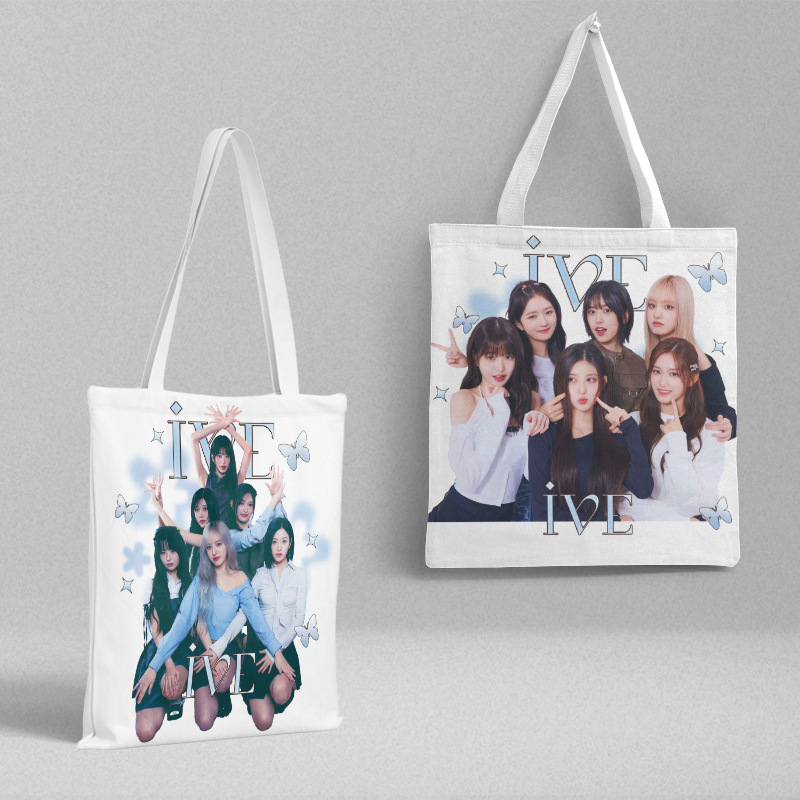 IVE canvas bag 36x 39cm South Korea women's group around the Korean version of the shoulder handbag shopping bag file bag wholesale