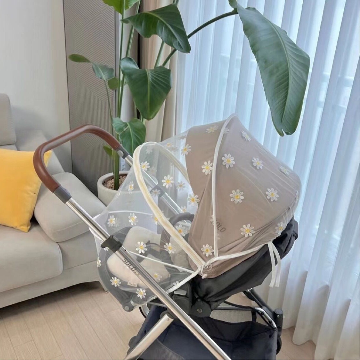 Picture of Wholesale ins stroller mosquito net Daisy embroidery full cover universal baby trolley summer mosquito cover breathable