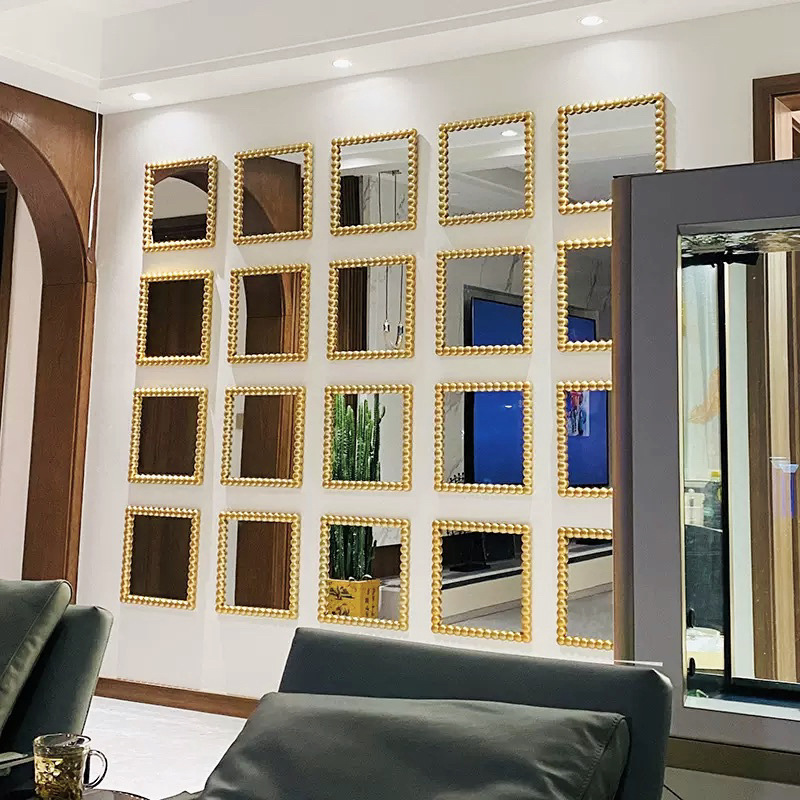 European-Style Living Room and Dining Room Home Decoration Mirror Entrance Corridor Background Wall Hanging Mirror Creative Polka Dot Mirror Home