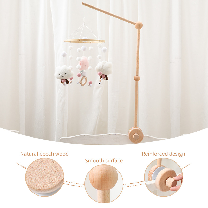 Picture of Amazon Simple Baby Bed Bell Wooden Bracket Mosquito Net Hanging Pole Bed Bell Accessories Newborn Comfort Bed Bell Bracket