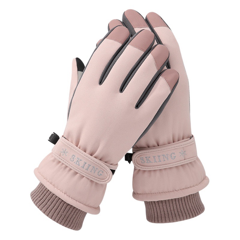 New ski gloves women's windproof cold-proof waterproof non-slip touch screen fleece-lined outdoor riding winter warm gloves