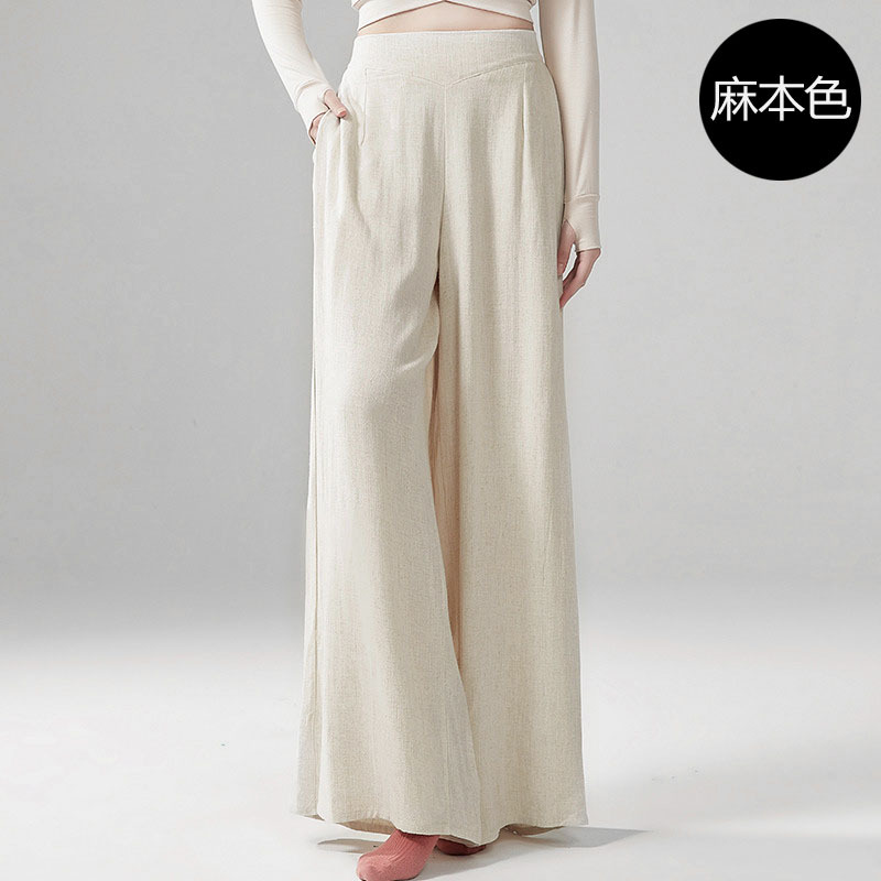 Picture of Cotton and linen wide-leg pants women's high waist draping loose straight dance long pants modern classical dance practice clothing adult
