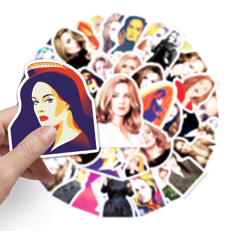 Picture of 50 sheets Actress Adele Star Graffiti Laptop Luggage Car Scooter Guitar Decorative Stickers