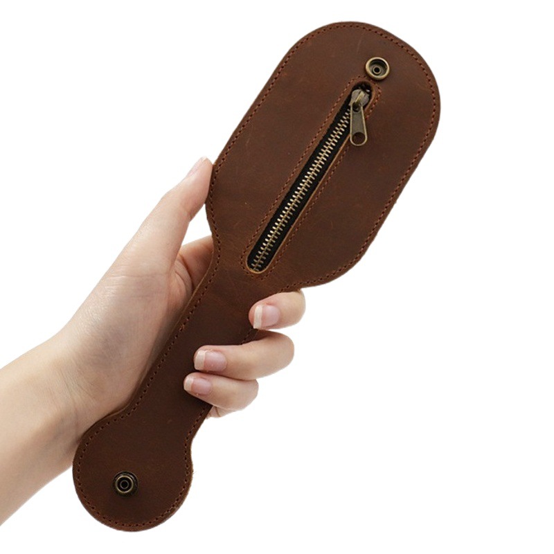 eaby same coin purse Boston leather racket outdoor portable waist self-defense tool waist hanging change leather bag