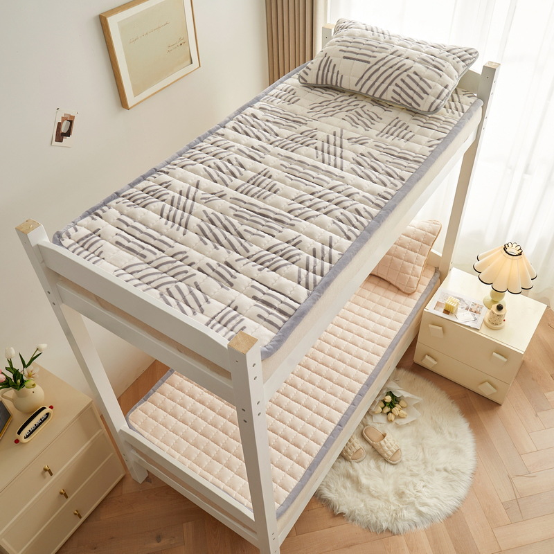 Picture of Milk Velvet Mattress Home Foldableing Soft Cushion Student Bedding Three-Piece Set Printed Dormitory Mat Special Single Mattress