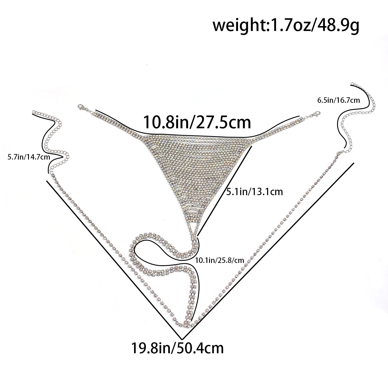 Picture of Fashion Hot Selling Sexy Rhinestone Tassel Bikini Panties Body Chain Beach Party Full Diamond Thong