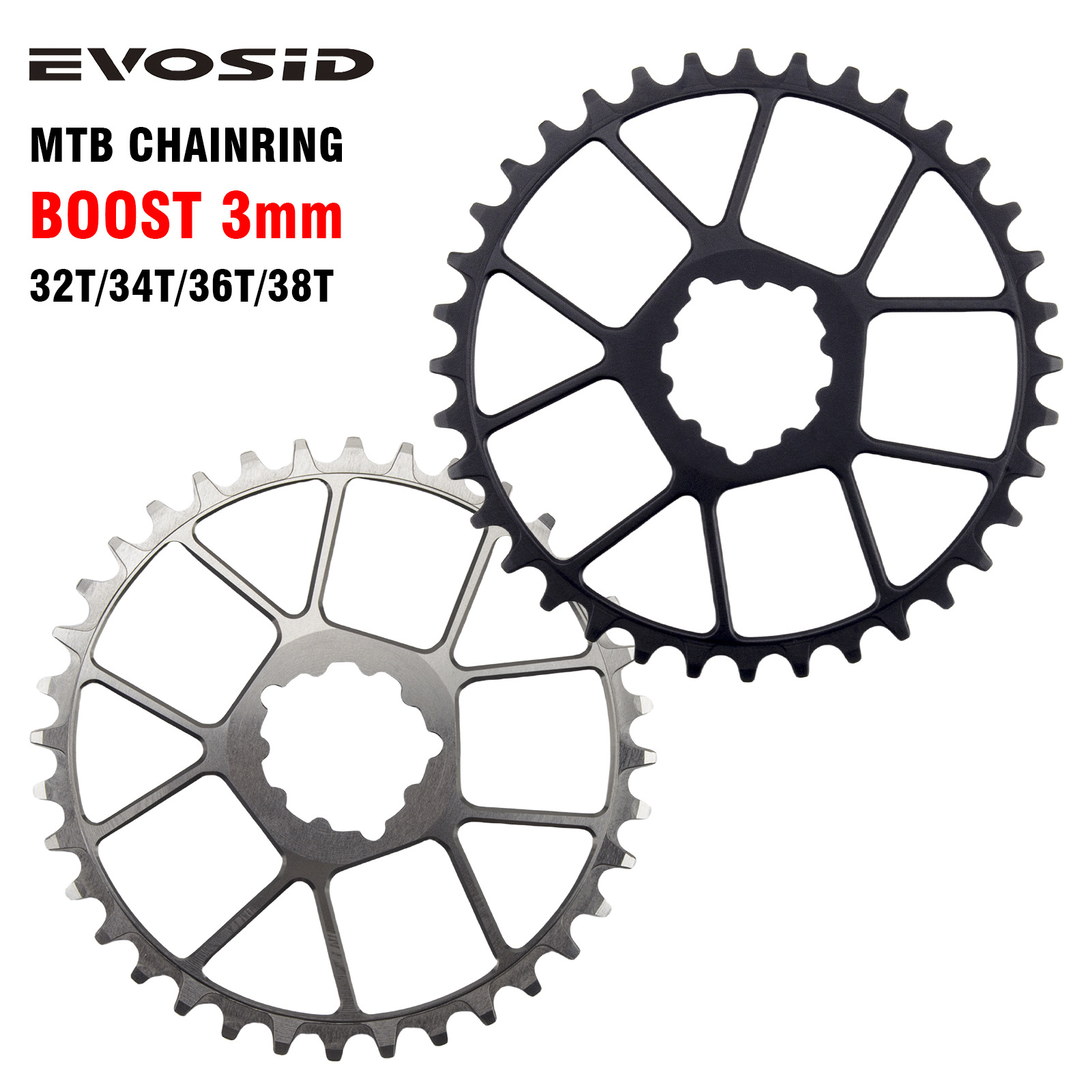 Cross-border mountain bike tooth plate 3mm positive and negative tooth GXP sprocket 32/34/36/38T single plate CNC lightweight box