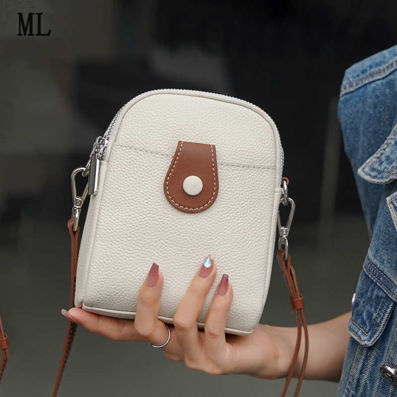 Popular Genuine Leather Mobile Phone Bag Women's 2024 New Soft Leather Crossbody Bag All-match Single-shoulder Women's Bag Mini Cowhide Small Bag