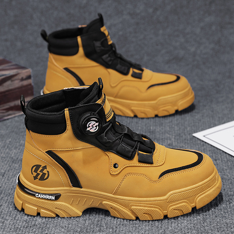 High-top men's shoes winter new British sports wear-resistant labor protection Martin mountaineering outdoor fleece thickened warm cotton boots