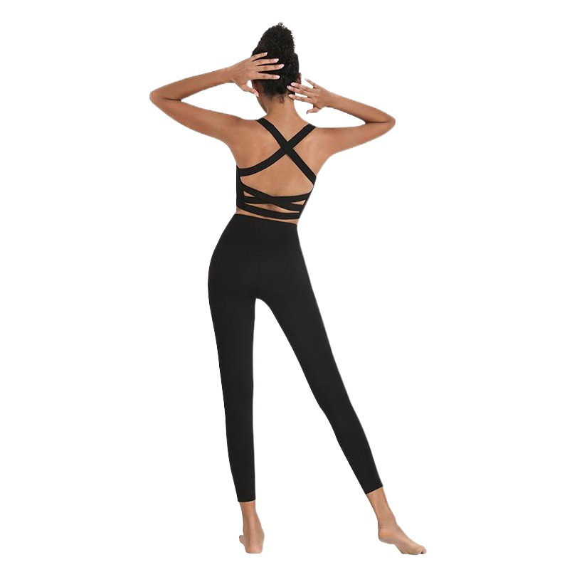 Ningbo Anjiu New Cross Beauty Back Sports Underwear Women's Shockproof Gather Sexy Sports Fitness Yoga Clothing Women