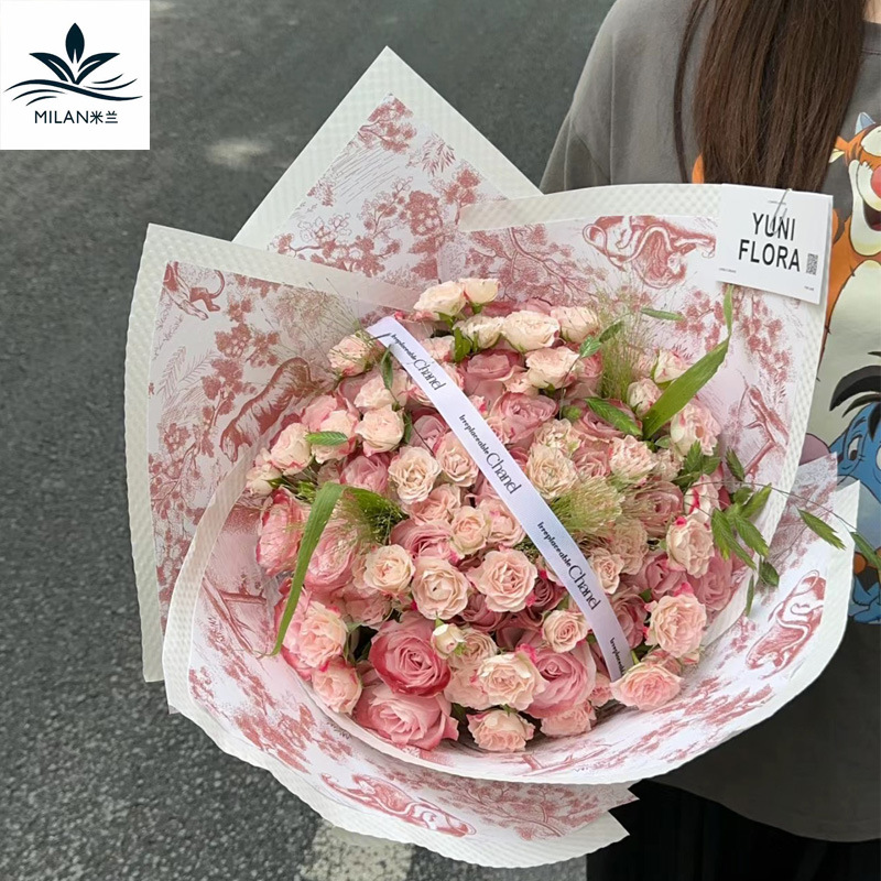Internet celebrity afternoon black tea European-style vintage printed Kraft paper flower bouquet wrapping paper diy gift bag flower paper material