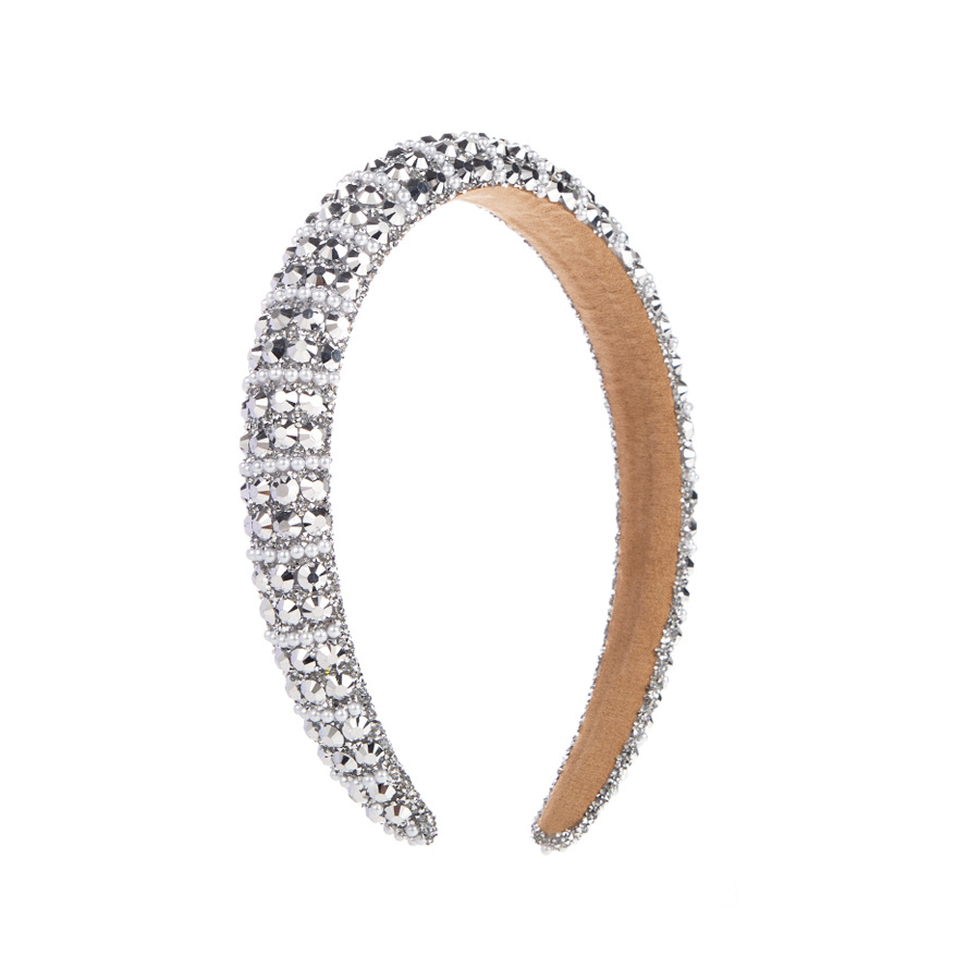 Picture of European and American-style Cross-border Grab Chain Rhinestone Small Edition Sponge Headband Headband Baroque Full Diamond Pearl Pressure Hair Headwear Hair Accessories