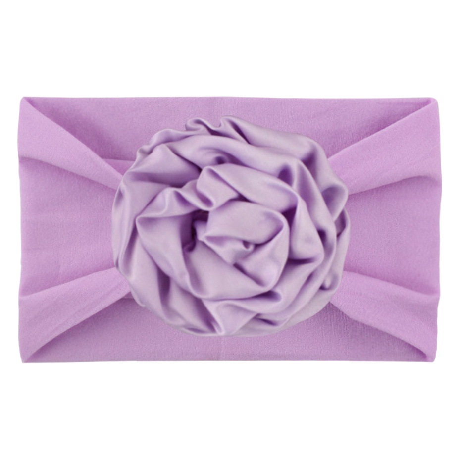European and American Soft and Comfortable Nylon Kidsren's Headwear Baby Ribbon Plate Flower Nylon Stockings Headband Baby Wide Headscarf