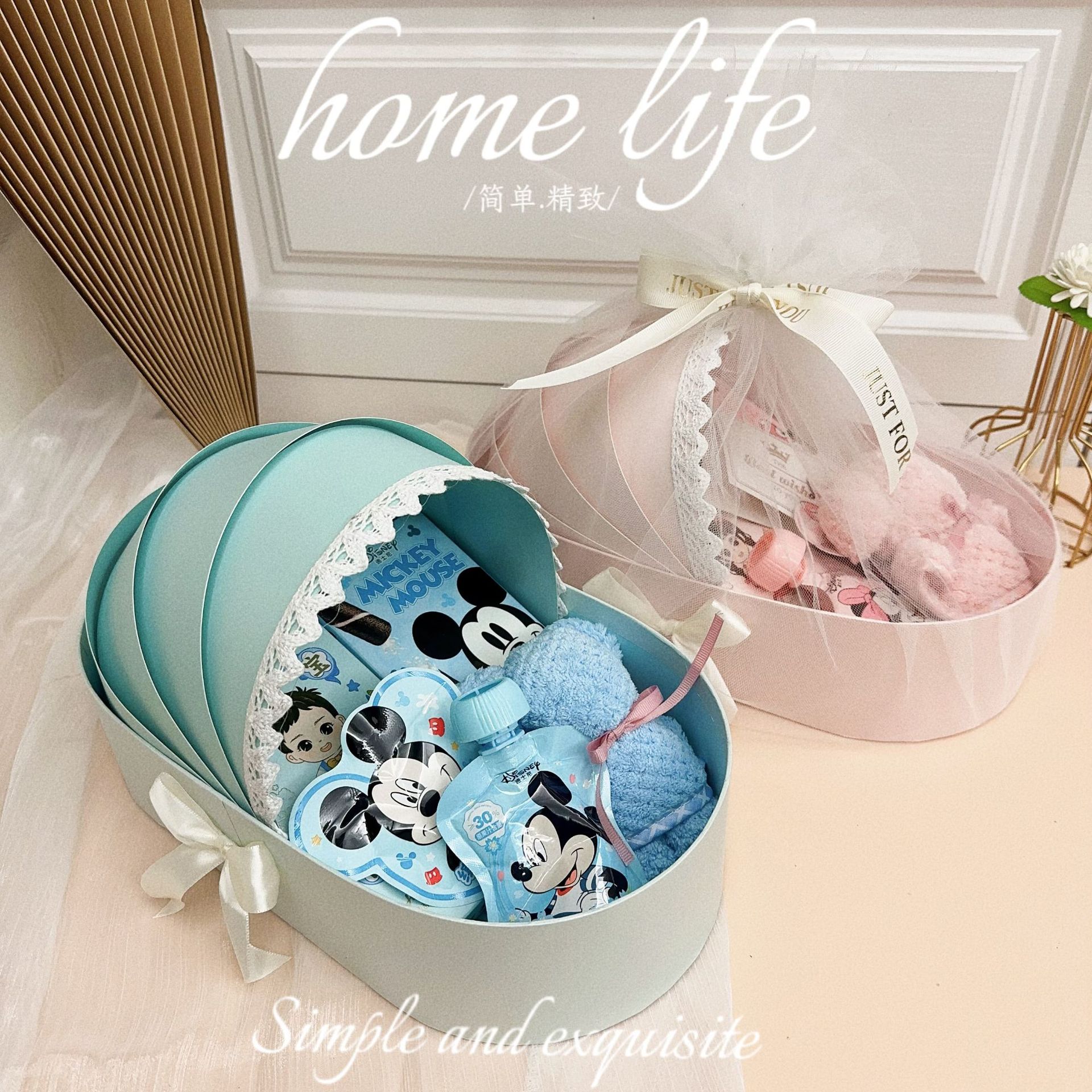 Creative cradle newborn gift box baby one month old one hundred days old hand gift box Mickey Mouse suit