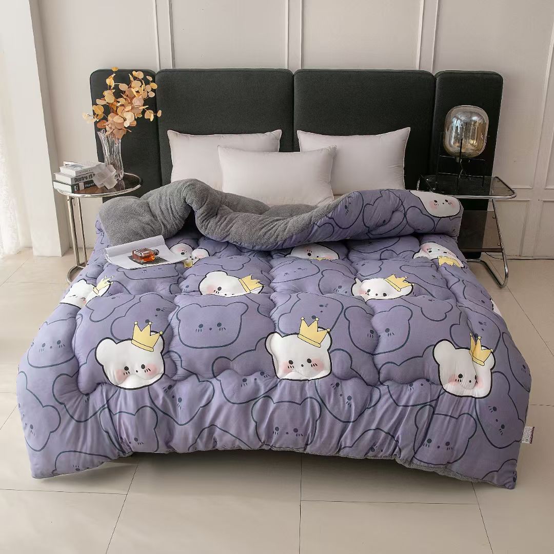 Picture of Cross-border Lamb Velvet Sanding Printed Winter Quilt Spring and Autumn Thickened Quilt Core Single Double Student Dormitory Air-conditioning Quilt