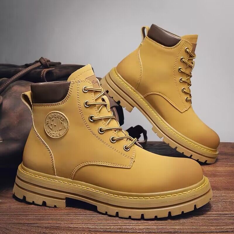 Picture of Rhubarb boots autumn and winter 2024 men's plus size martin boots tooling waterproof non-slip hiking shoes construction site labor protection shoes