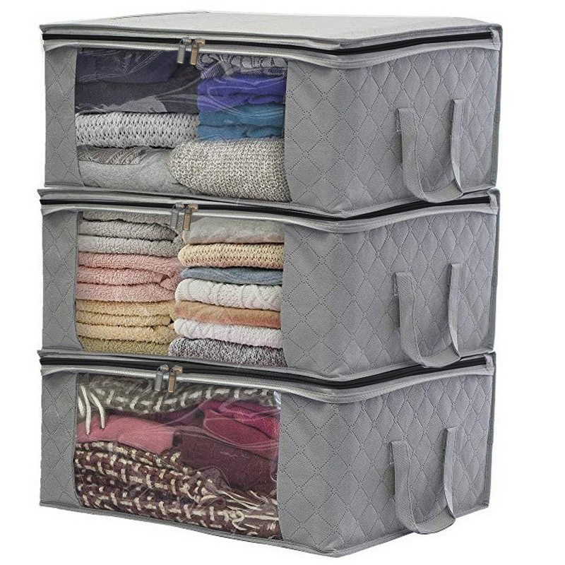 Large-Capacity Non-Woven Embossed Transparent Quilt Bag Clothes Quilt Thickened Storage Bag Seasonal Sundry Storage Box