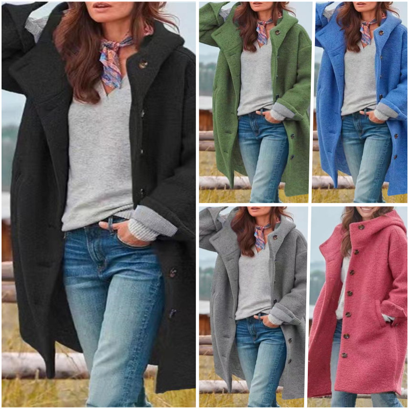 Picture of 2023 Amazon AliExpress women's trench coat American woolen coat autumn and winter New in stock cross-border wholesale Ebay