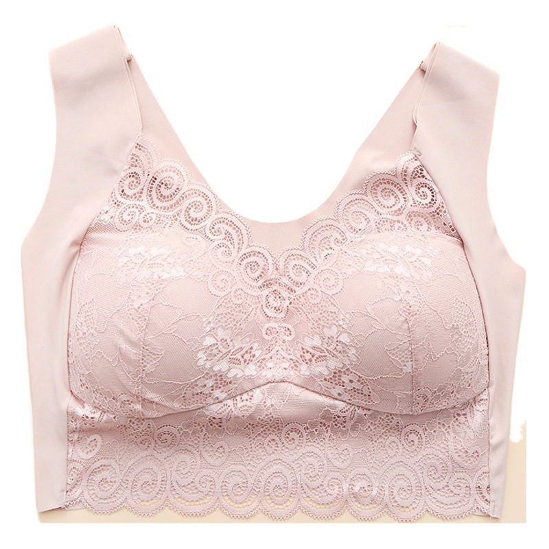 Foreign Trade plus size Underwear Without Steel Ring Sexy Lace Sports Sleep Vest Bra chubby girl Thin Push-up Bra