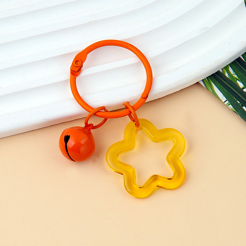 Picture of Korean Style Hyun-a Small Fresh Color Small Flower Bell Keychain Tanabata Gift Key Ring Bag Women's Hanging Accessories