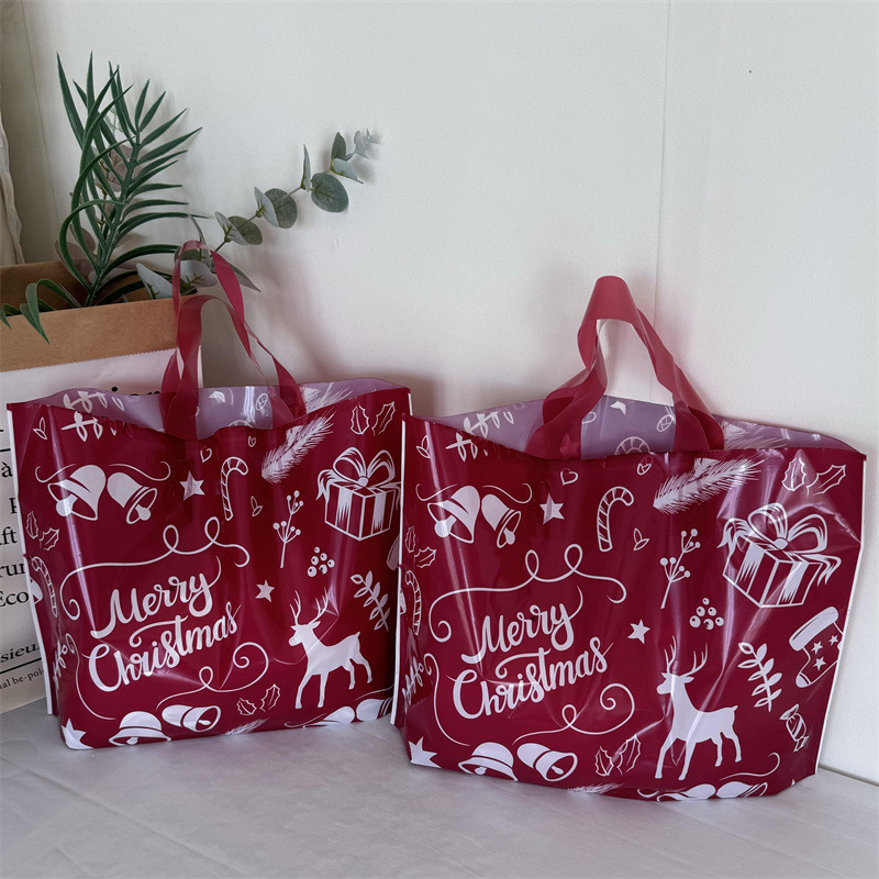 Christmas holiday red deer party plastic clothing clothing store with tote bag shopping bag gift storage bag