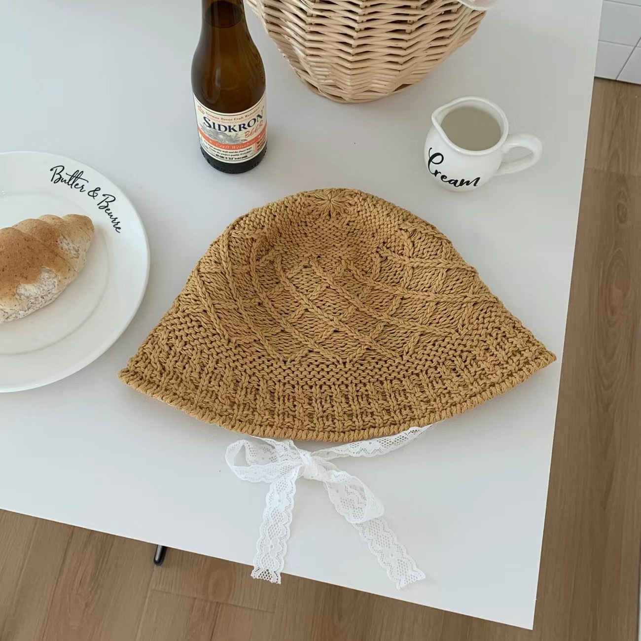 Picture of Fisherman Hat Women's Spring and Summer New Arrival Women's Lace Fashionable Japanese Bucket Hat Simple Sunscreen Hat Showface Small Basin Hat