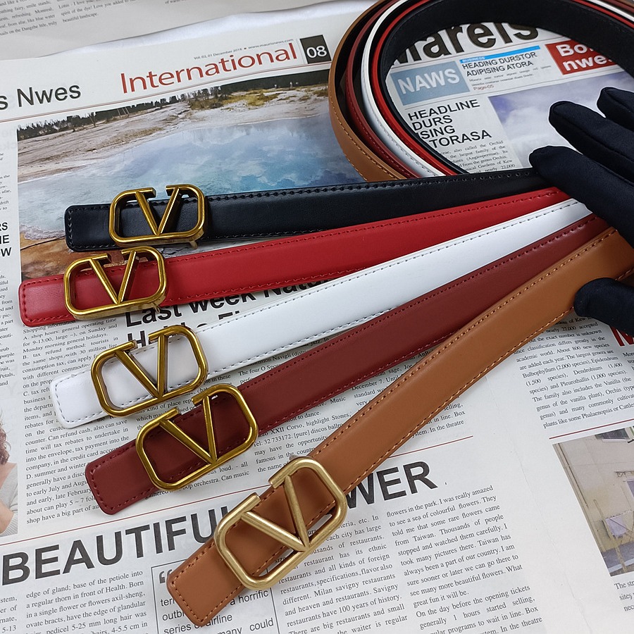 European and American Women's Belt, Fashionable Waist, Retro, High-End, Two-Layer Cowhide, V-Shaped Letter Buckle, Retro Style
