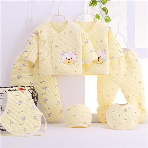 Picture of 2025 Newborn Baby Quilted Warm Cotton Clothes Newborn Embroidered Seven-Piece Gift Box Thickeneded Set Supplies