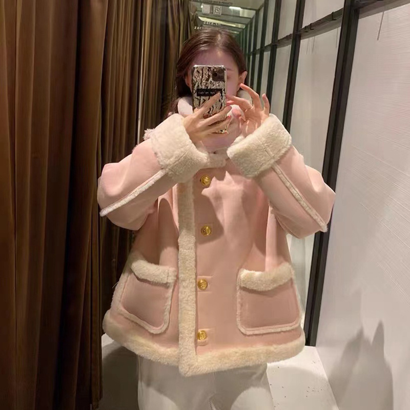 Picture of High-grade Chanel style faux lamb fur coat for women winter 2023 new fleece-lined thickened suede fur cotton-padded coat