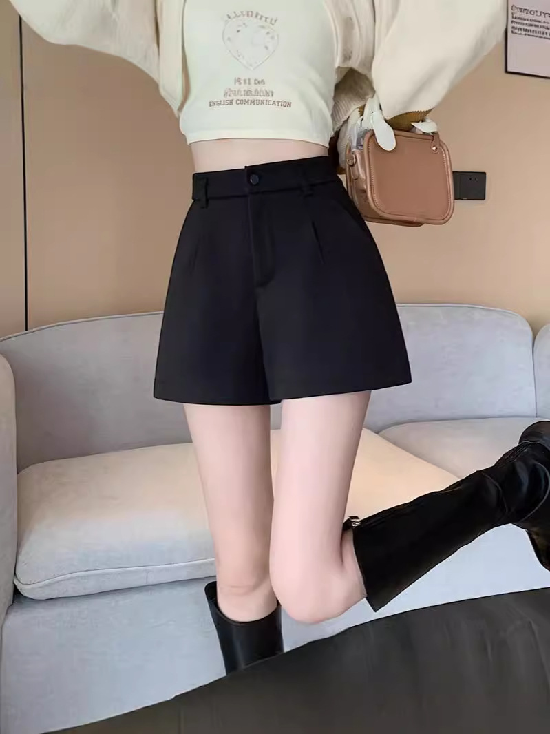 New Thickened Woolen Black High Waist A- Shapes Women's Autumn and Winter Outer Wear All-match Wide-leg Winter Hot Pants Boots Pants