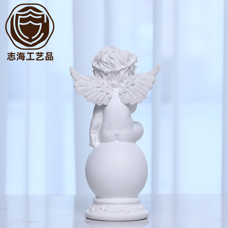 Picture of Cross-Border Supplier 26cm High Pure White Sit-Top Little Angel Ornaments Classical Decoration Birthday Gift Resin Crafts