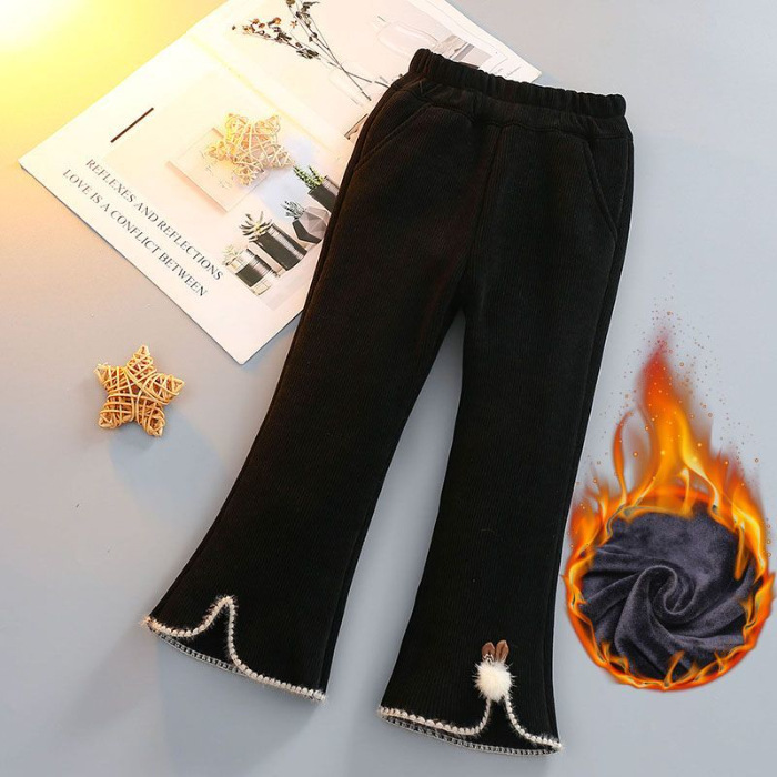 Picture of [Corduroy Composite Real Super Velvet] Girls' One-piece Velvet Pants Autumn and Winter Corduroy Girls' fleece-lined Flared Pants
