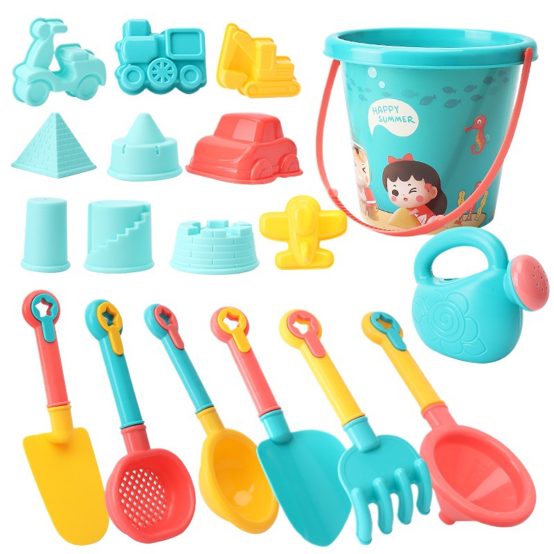 Picture of Children's Beach Toy Bucket 18-Piece Set Baby Playing in the Water Sand Digging Tools Shovel Beach Bucket Playing in the Water