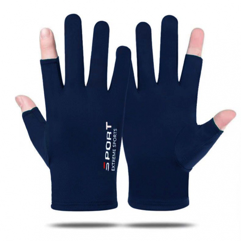 Picture of Gloves Men's and Women's Summer Open Finger Thin Ice Driving Leakage Two Finger Fishing Half Finger Riding Takeaway Rider Sports