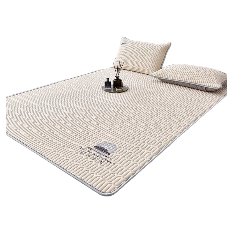 Picture of New Summer Ice Silk Latex Mat Three-Piece Set of Fitted Sheets Foldableing Dormitory Student Single Machine Washable Mat