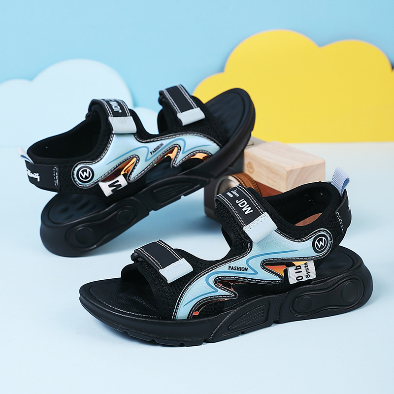 Children's Sandals Boys Casual Beach Shoes 2025 Summer Soft Sole Anti-Slip Odor-Resistant Foot Shock Absorbing Children's Sports Sandals