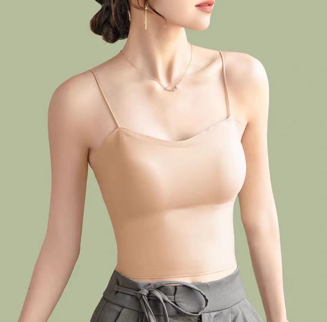 Picture of Sling Small Vest Women's Ice Silk Beautiful Back Underwear with Chest Pad One-piece Bra Summer Thin Inner Top Tube Top Outer Wear