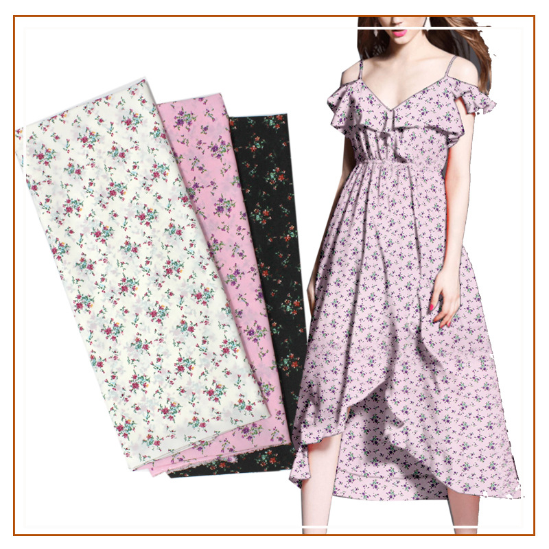 Hibiscus Linen Small Floral Print Fabric Dress Shirt Suspender Skirt Small Shirt Women's Clothing Children's Clothing Women's Skirt Fabric