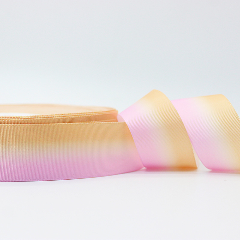 Picture of Wholesale Gradient Rainbow Ribbed Ribbon L-04 Heat Transfer DIY Bow Headdress Gift Box Packaging Accessories Ribbon