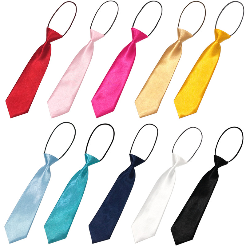 Picture of Children's solid color small tie boys and girls plain color short elastic belt baby children's children Primary School students Shengzhou manufacturers
