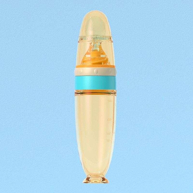 Picture of New products wholesale silicone suction cup rice paste bottle nano silver baby food supplement spoon children's rice paste bottle soft spoon head