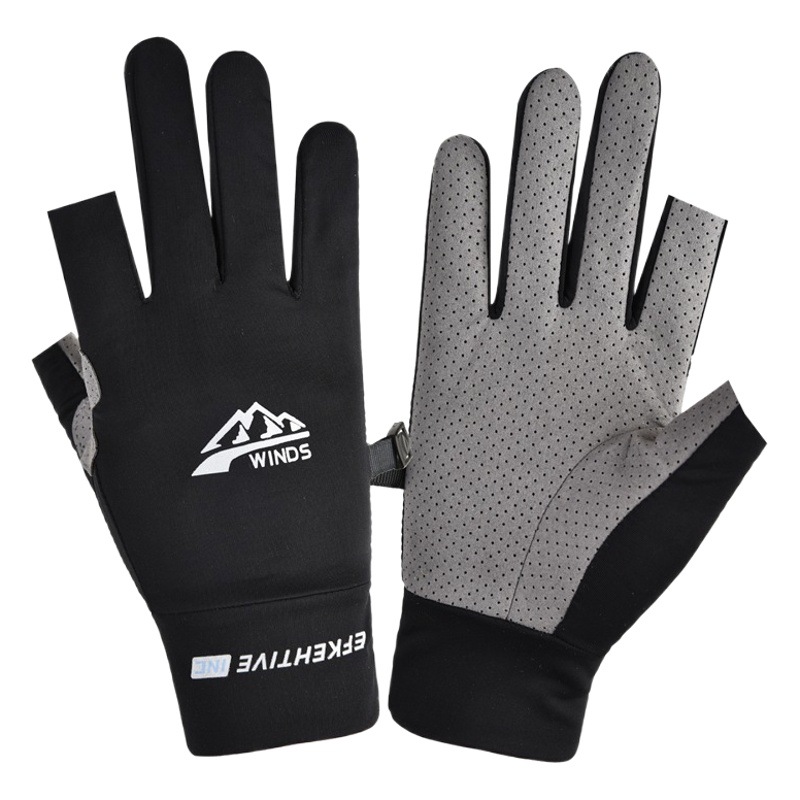 Ice Silk gloves summer sun protection cycling men's thin non-slip driving leak finger take-out rider Luya fishing half finger female
