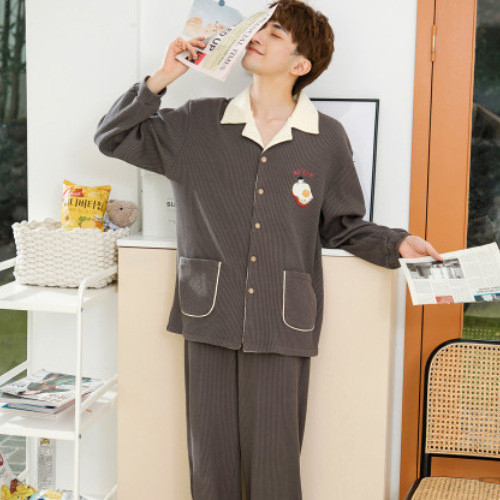 Spring and Autumn Cotton Pajamas Men's Long Sleeve Pants 2024 New plus size Casual High-end Cardigan Home Clothes