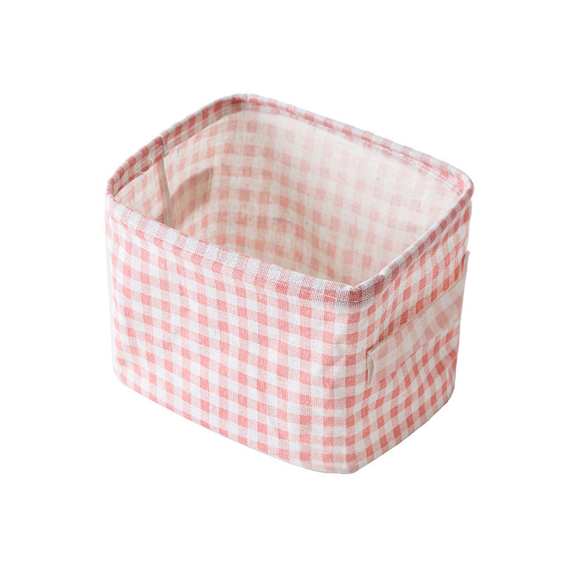 Picture of Fabric with Satchel Printed Cotton and Linen Storage Basket Desktop Miscellaneous Storage Box Cabinet Small Clothing Fabric Storage Basket