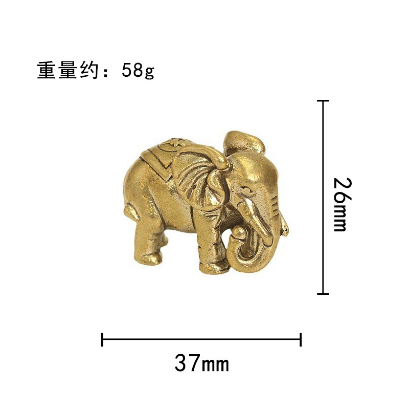 Picture of Solid brass elephant lucky elephant decoration Mini Copper Elephant Home Study Office desktop tea pet decoration crafts